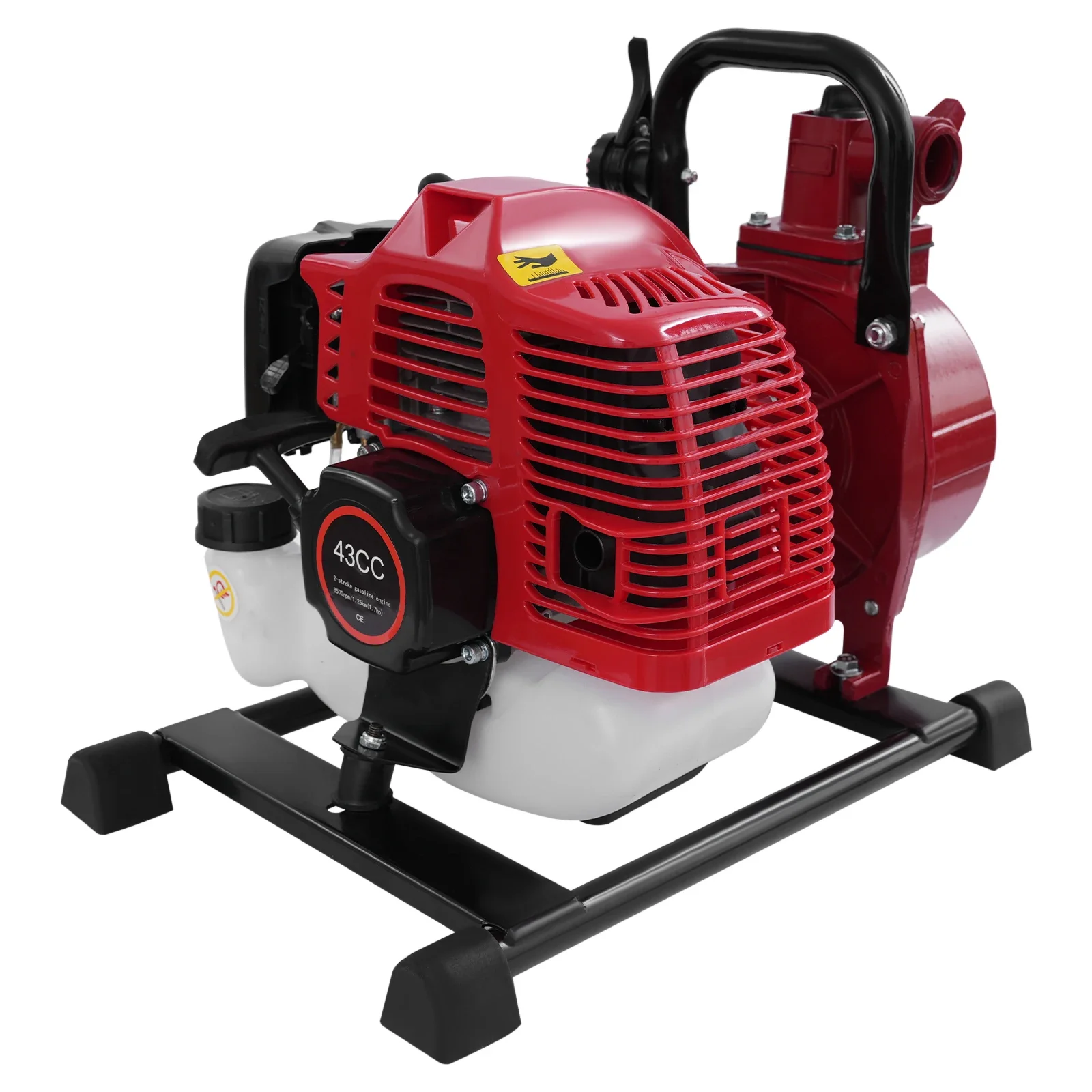 Bomba de agua portátil a gasolina de 2 tiempos y 1.7HP. Motor de 43cc,