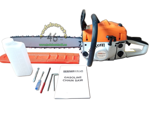 Motosierra GERMAN KRAFT 62cc con 3,6cv de potencia y espada de 50cm de corte