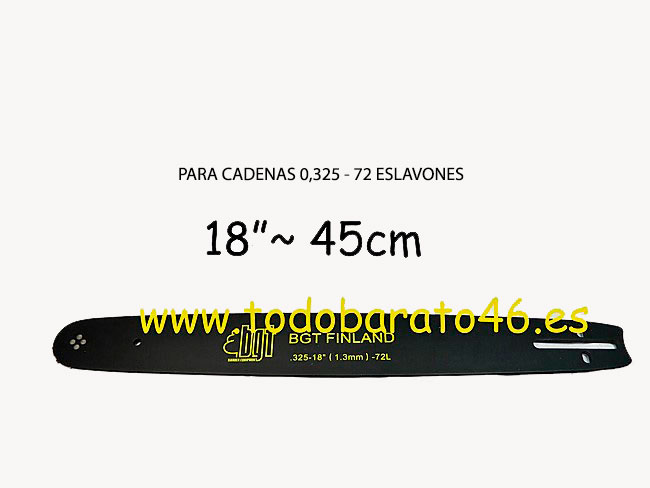 Espada motosierra 18 pulgadas con 45cm de corte para cadenas de 72 eslabones 0,325 para motosierras german kraft, german force, linea hd, bracog, smash, garland, ZLB18-72-5810P