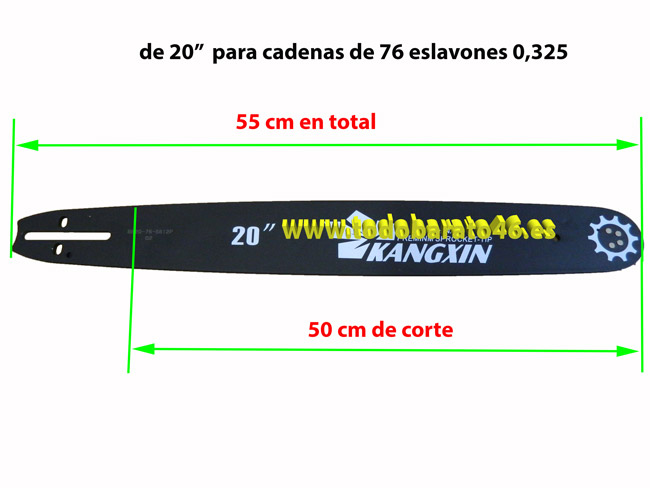 Espada para motosierra de 20 pulgadas para cadenas 0,325 y 76 eslabones linea hd, german kraft, HYC5620, smash, garland, german force, ZLB20-76-58112P