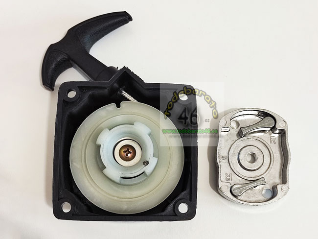 Tirador reforzado con arranque fácil con 67mm entre tonillos para desbrozadoras de 43cc, 52cc, 65cc, linea hd, greencut pp655, style, power plus, Bracog