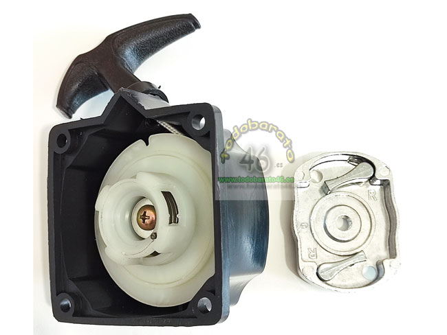 Tirador reforzado con arranque fácil con 67mm entre tonillos para desbrozadoras de 43cc, 52cc, 65cc, linea hd, greencut pp655, style, power plus, Bracog