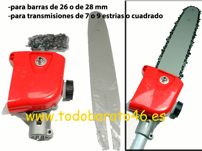 Cabezal de poda para desbrozadora de 7 o de 9 estrias de barra de 26mm o de 28mm 43cc y 52cc válido: LINEA HD, POWER PLUS
